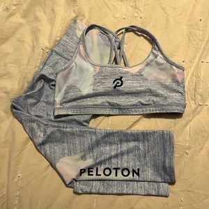 Peloton White Opal Large Sports Bra and Capri Leggings Matching Set